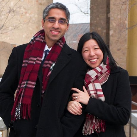 Image of popular doctor, Dr. Vivek Murthy with his wife